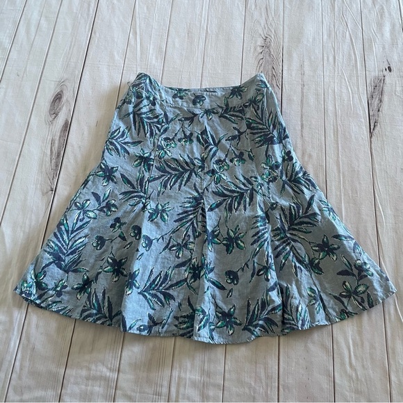 JM Collection Dresses & Skirts - JM Collection Pleated Linen Skirt Women’s 10 Petite Floral Flowy Coastal Cottage